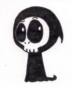 a black and white drawing of a cartoon character