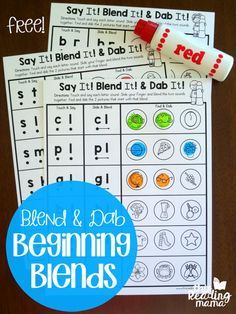 the beginning blend and dot worksheet is on top of a table