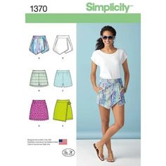 a women's shorts sewing pattern with the words simplicity written on it