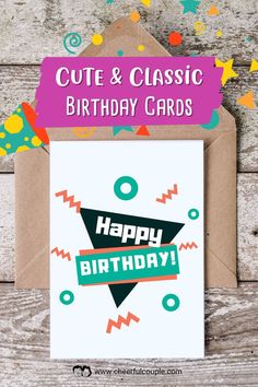 Cute Image of Free Printable - Memphis Style Birthday Card Happy Birthday, Book Cover