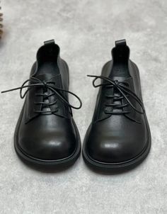 Soft Leather Lace-up Comfortable Wide Toe Box Shoes — Obiono Slip-on Round Toe Oxfords With Stitched Sole, Slip-on Oxfords With Rubber Sole And Round Toe, Black Lace-up Flats With Leather Sole, Flat Oxfords With Rubber Sole, Leather Flats With Laces And Round Toe, Office Lace-up Shoes With Stitched Sole And Round Toe, Office Lace-up Shoes With Branded Insole And Round Toe, Low-top Flats With Rubber Sole For Office, Wide Toe Box Shoes