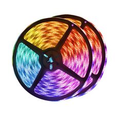 the multicolored led strip light is shown on a white background