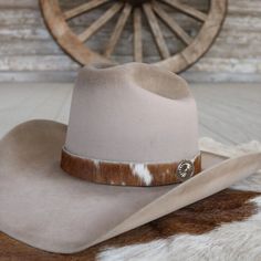 Cowhide Hat Band - Brown & White Combat Boots Heels, Knit Swimwear, Felt Cowboy Hats, Straw Cowboy Hat, Concert Fashion, Colors And Patterns, Boot Jewelry, Buckle Bracelet, Wedding Attire Guest