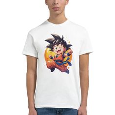 Take the power of Goku with you! 🐉💥 If you're a Dragon Ball fan, this Goku t-shirt is all you need to show off your Saiyan spirit. 🌟 With an awesome design and comfortable fit, you'll feel ready to go Super Saiyan at any moment! Premium Material: Made of 100% cotton, soft and breathable, ideal for keeping you comfortable on any occasion. Epic Design: Vibrant print of Goku in his iconic battle pose, capturing all the energy and power of the Saiyan warrior. Perfect sizes: Available in various s Fandom T-shirt With Character Print For Fan Events, Pop Culture T-shirt With Front And Back Print, White Anime T-shirt With Sublimation Print, White Anime Print T-shirt For Fans, Fandom Crew Neck T-shirt For Fan Events, White Pre-shrunk Fandom T-shirt, White Cotton T-shirt For Fan Events, Anime Print Fandom T-shirt For Fan Gatherings, White Cotton Tops For Fan Events