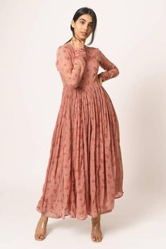 Buy Pink Cotton Round Floral Print Anarkali For Women by Dot Online at Aza Fashions. Gabriela Montez, Floral Print Anarkali, Cotton Dress Indian, Designer Anarkali Dresses, Frock Fashion, Designer Kurti Patterns, Casual Indian Fashion, Long Kurti Designs