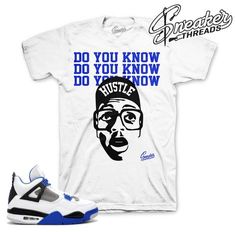 Match Jordan 4 motorsport shirts retro 4 varsity blue tees. Jordan 4 Motorsport, Blue Sneakers Outfit, Blue Tees, Jordan Retro 4, Baseball Tee Shirts, Sneaker Match Tees, Retro 4, Sneaker Tee, Matching Jordans