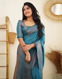 Type: Saree Saree Color: Teal Blue Blouse Color: Teal Blue Saree Length: 6.3 Mtrs (With Blouse) Blouse Length: 0.80 Mtrs Fabric: Soft Silk Work: Zari Weaving Care instruction: Hand Wash Product Code: 28459 Engagement Saree, Blue Silk Saree, Set Saree, Designer Sarees Collection