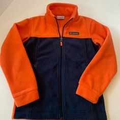 Super Cute Fleece Jacket! Like Brand New Condition. Fleece Outerwear For School In Fall, Winter School Fleece Outerwear, Orange Long Sleeve Sports Outerwear, Orange Outerwear For Sports In Fall, Sporty Orange Long Sleeve Outerwear, Orange Outerwear For Outdoor Activities In Fall, Columbia Fleece Jacket, Columbia Fleece, Kids Coats