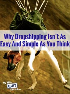 a dog hanging upside down from a bag with the words why dropship isn't as easy and simple as you think