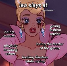 an image of a cartoon character with the caption saying leo slays at