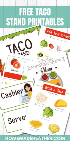 free taco stand printables for kids to use in the classroom or at home