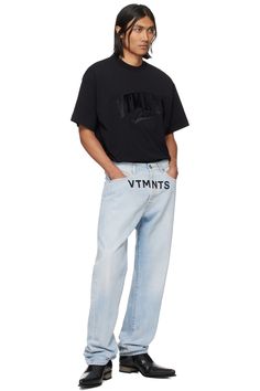 Black Embroidered T-Shirt by VTMNTS on Sale