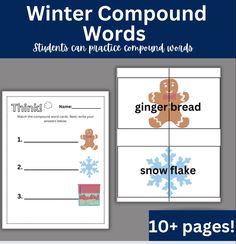 winter compound words with gingerbread and snowflake on the front, and an image of