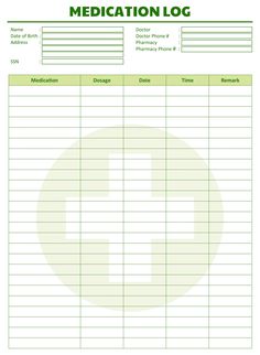 a medical log is shown in the form of a green circle with an arrow on it