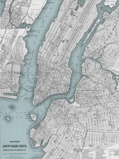 an old map of the city of new york, with its streets and major roads