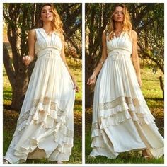 ShopEvelynne | Dresses | Most Beautiful Boho Long Tiered Smocked Tiered Maxi Dress With Lace Trim | Poshmark