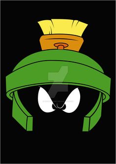 an image of marvin the martian wearing a green hat with yellow visor on his head