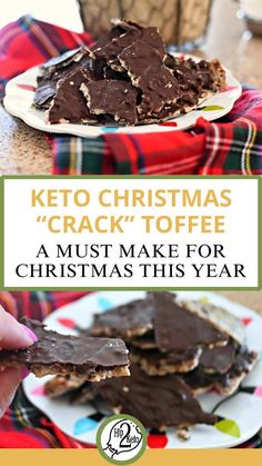 Make Keto Christmas "Crack" Toffee This Holiday! Keto English Toffee, Low Carb Christmas Treats, Keto Cracker, Low Carb Christmas Recipes, Pecan Toffee, Low Carb Christmas, Low Carb Candy, Keto Christmas Cookies, Keto Holiday Recipes