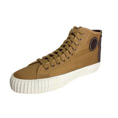 Pf Flyers Men's Canvas Hi Top Sneakers - Size 11, Brown Elevate Your Sneaker Style With These Classic Pf Flyers Canvas Hi Top Sneakers. Featuring A Rich Brown Color With A Leather Heel Accent And Logo Patch, These Shoes Combine Athletic Comfort With A Touch Of Sophistication. Perfect For Everyday Wear Or Casual Outings, The Flyers Center Model Offers Both Style And Practicality. Item Specifics: Condition: Pre-Owned (Great Condition) Shoe Shaft Style: High Top Pattern: Solid Closure: Lace-Up Us S Pf Flyers, Hi Top Sneakers, Sneaker Style, Brown Leather Heels, Sneaker Games, Hi Top, Athletic Sneakers, Top Pattern, Sneaker Head