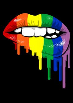 a rainbow lips with dripping paint on it