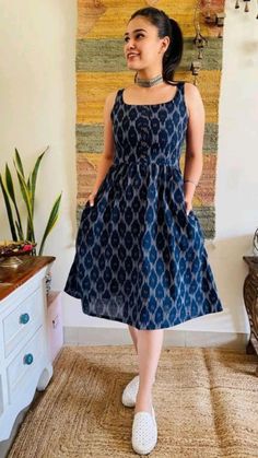 Cotton Dress Pattern, Kalamkari Dresses, Dresses For Ladies, Cotton Short Dresses, Simple Frocks