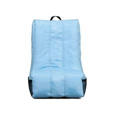 a blue backpack sitting on top of a white background