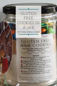 gluten free cookies in a jar with free printable label