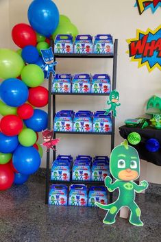 Pj Masks Birthday Centerpieces, Pj Masks Birthday Cake, Pj Masks Birthday, Paw Patrol Birthday Party, Gable Boxes, Karas Party Ideas, 4th Birthday Parties