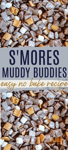 s'mores puppy chow recipe with text overlay