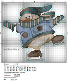 a cross stitch pattern with an image of a snowman