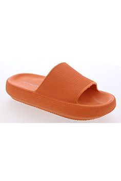 Walk on cloud nine all day when you're wearing these cushioned slides. The open-toe, slip-on design comes in 2 perfect colors--assuring you'll be able to throw them on no matter the outfit. On Cloud Nine, Walking On Clouds, Cloud Nine, The Outfit, Walk On, Blue Orange, Open Toe, Slides, Matter