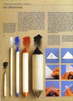 an article in spanish describing how to make origami with colored pencils and crayons