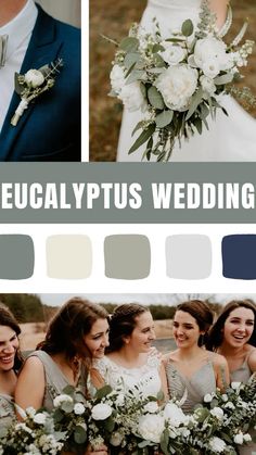 the wedding color scheme for eucalyptusplus and white flowers