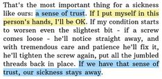 the text is written in blue and yellow on a piece of paper that says, it's not important thing for a sick person