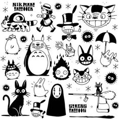 an assortment of cartoon characters drawn in black and white with text that reads, milk night