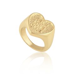 "Self Love Club Hypoallergenic & Tarnish Resistant 18k Gold Plated Valentine's Day Wedding Engraved Ring, Gold Initial Ring For Valentine's Day, Gold Signet Ring For Valentine's Day Wedding, 14k Gold Signet Ring For Valentine's Wedding, Gold Engraved Ring For Wedding And Valentine's Day, Engraved Wedding Ring For Valentine's Day, Personalized Signet Ring For Valentine's Day, Self Love Club, Love Club