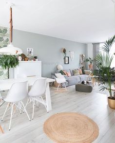 a living room filled with furniture and plants