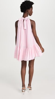 Azeeza Lucas Mini Dress | Shopbop Daywear Dresses With Elastic Neckline, Fitted Ruffle Dress For Daywear, Pleated Hem Dresses For Brunch, Fitted Tie Neck Dress For Daywear, Pink Brand, Halter Neckline, Tier Skirt, Dress Outfits, Mini Dress