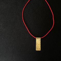 Handmade 18K Gold Plated Red Silk String Necklace| Minimalist Unique  Necklace| Gold Plated On 925 Sterling Silver| Limited edition %100 925 Sterling Silver, 18K Gold Plated Necklace. with Love and Care with signature of Red Silk String. Which gives you power, luck and protection for nazar, bad thoughts and ills. Size is adjustable; Shortest look 18 Longest look 21 inches WE CAN ALSO MAKE ANY SIZE AND MATERIAL YOU WANT IT TO BE :) All our jewelry s are special design. Customizable design. PACKIN Minimalist Red Necklace For Her, Minimalist Red Necklace As Gift For Her, Red Minimalist Pendant Necklace, Minimalist Red Pendant Necklace, Minimalist Red Jewelry As Gift, Red Pendant Jewelry For Everyday, Handmade Red Necklace With Rectangular Pendant, Handmade Red Necklace For Everyday, Everyday Handmade Red Necklaces