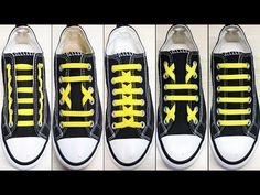 Star Shoe Lace Pattern 4 Holes, Lacing Chuck Taylors, Fancy Shoe Lacing, No Tie Shoe Lace Ends, Ladder Lace Shoes Tutorial, High Top Lace Patterns, Unique Ways To Tie Shoelaces, How To Lace Sneakers, Cool Shoe Lace Patterns Step By Step