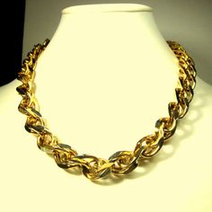 "Chunky Gold Double Chain Linked Necklace, Metro Tribal Design, 1980s Super Shiny, Punk Gold, 16\"or 40.64cm The width of these shiny chunky double loop chain links is 5/8\" ( 17mm ) -------------------------------------------------------------------- PLEASE NOTE I ONLY ship to your paid ETSY invoice address, I try to describe everything, please Email any questions..I answer 7 days a week, except when I am sleeping!! VINTAGESTARRBEADS www.vintagestarrbeads.etsy.com" Retro Gold Metal Chain Necklace, Retro Gold Chain Necklace, Vintage Chunky Gold Necklace, Vintage Gold Chunky Necklace, Fancy Dresses Long, Chain Loop, Vintage Necklaces, Chain Links, Glass Pendant Necklace