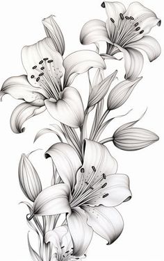 Lily Tattoo: Art on your skin Lily Forearm Tattoo Women, Tattoo Japanese Flower, Lilly Tattoo Stencil, Lilly And Rose Tattoo, Lilies Tattoo Design, Lily Tattoo Stencil, White Lily Tattoo, Lily Flower Tattoo Designs, Lily Drawings