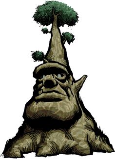 an image of a cartoon character with trees on his head