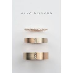 three different types of rings with diamonds on each one and the words mano diamond