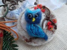 Easter needle felted owl brooch blue pin felt brooch  felt picture wool embroidered Japanese art felt jewelry birthday gift for mom ooak  Size:   2,4 inches , 6 cm.  Material: Merino wool   Condition:  new Please keep in mind that colors may vary slightly depending on the settings of your computer monitor. This brooch is ready for  shipping! Thank you for visiting my shop! Blue Handmade Crafts For Gifts, Handmade Blue Crafts For Crafting, Handmade Blue Brooches For Gift, Handmade Blue Craft Supplies For Gifts, Felting Jewelry, Brooch Felt, Felted Owl, Unique Easter Gifts, Needle Felted Owl