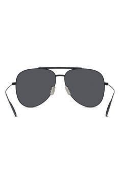 Polished metal frames and tinted lenses add a cool vibe to aviator-inspired sunglasses that offer complete UV protection. 59mm lens width; 13mm bridge width; 145mm temple length 100% UV protection Adjustable nonslip nose pads Metal Made in Italy Modern Matte Black Aviator Sunglasses With Tinted Lenses, Modern Matte Black Polarized Aviator Sunglasses, Modern Aviator Sunglasses With Metal Frame, Classic Matte Black Aviator Sunglasses With Metal Frame, Matte Black Polarized Aviator Sunglasses, Matte Black Aviator Sunglasses With Mirrored Lenses, Matte Black Aviator Sunglasses With Polarized Lenses, Matte Black Aviator Polarized Sunglasses, Matte Black Aviator Sunglasses With Tinted Lenses