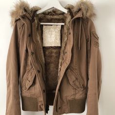 Abercrombie and Fitch Bomber Jacket faux-fur lined Box For Storage, Charity Shops, Herbal Bath, Thrift Finds, Brown Jacket, Abercrombie And Fitch, Abercrombie & Fitch