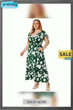 Summer Plus Size Women's V-neck Print Dress Green V-neck Wrap Dress For Spring, Green Surplice Neckline Maxi Dress For Spring, Green V-neck Surplice Dress For Spring, Green V-neck Surplice Neckline Dress For Spring, Green V-neck Dress With Surplice Neckline For Spring, Green V-neck Dress For Spring, Casual Green V-neck Dress With Surplice Neckline, Green V-neck Dress With Surplice Neckline, Green Surplice Neckline Midi Dress For Summer