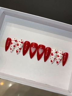 Red Sparkly Valentine Nails, Unique Valentines Day Nails, Fingernail Art, Vday Nails, Nails Valentines, February Nails, Acrylic Press On Nails, Nail Swag