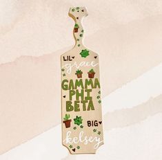 Greek life painted custom sorority paddle artwork; green leaves succulent plants earth tones girly chic Alpha Delta Pi Canvas, Sorority Pin Box, Big Lil Gifts, Fraternity Paddles, Little Gifts Sorority, Painted Paddles